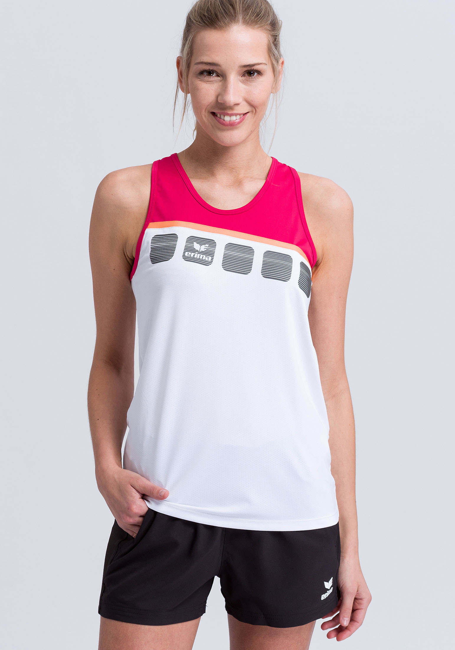 Спортивная футболка erima 5 C Tanktop, цвет weiss/love rose/peach