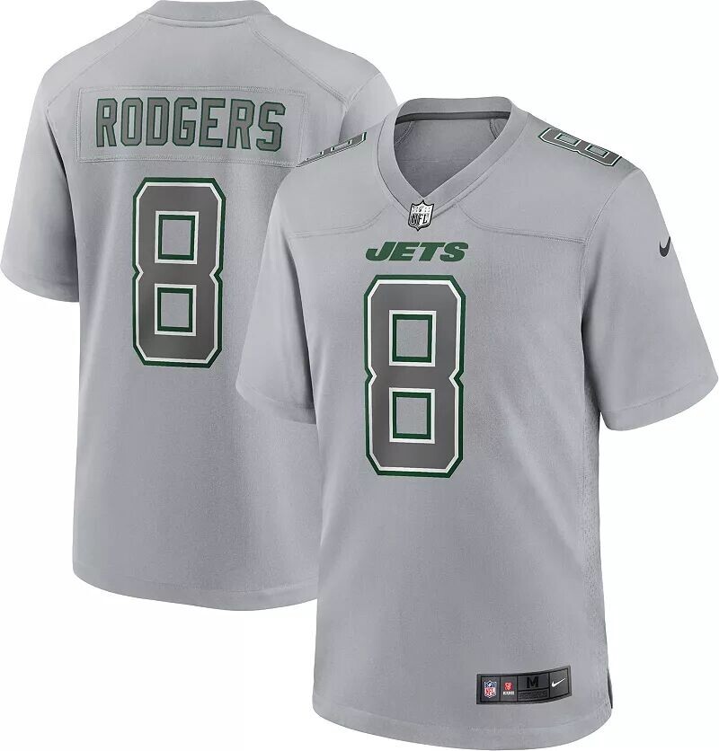 

Мужское джерси Nike New York Jets Aaron Rodgers #8 Atmography Grey Game