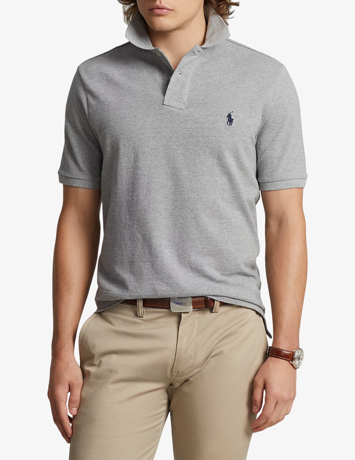 

Поло индивидуального кроя Ralph Lauren, серый