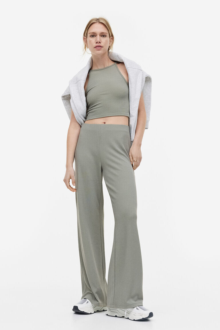 

Брюки из джерси в рубчик H&M, зеленый