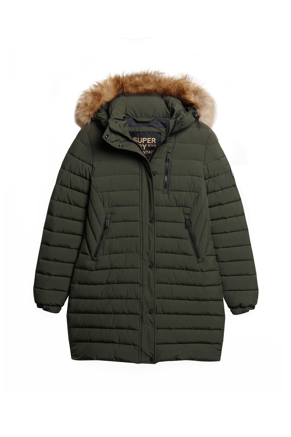 

Пуховик Fuji средней длины с капюшоном Superdry, зеленый