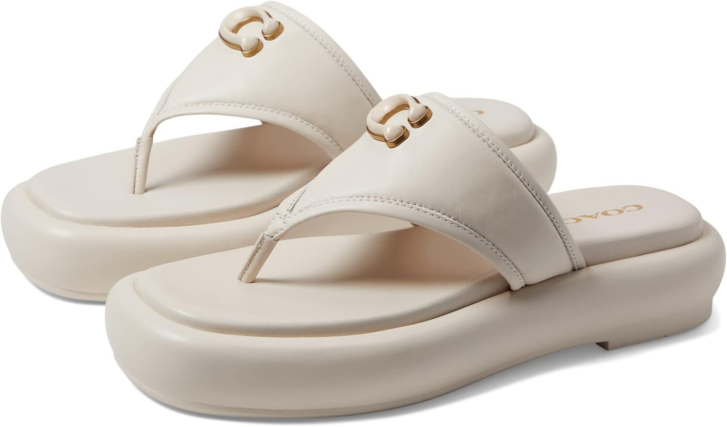 

Шлепанцы Sylvie Leather Sandal COACH, цвет Chalk