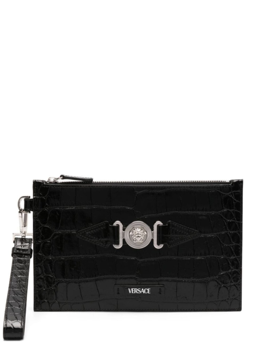

Versace клатч Medusa Biggie с тиснением под крокодила, черный