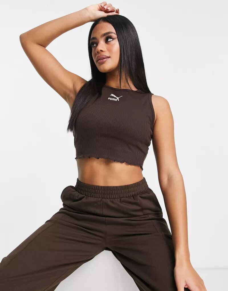 

PUMA Classics Темно-шоколадно-коричневый уютный клубный топ эксклюзивно для ASOS