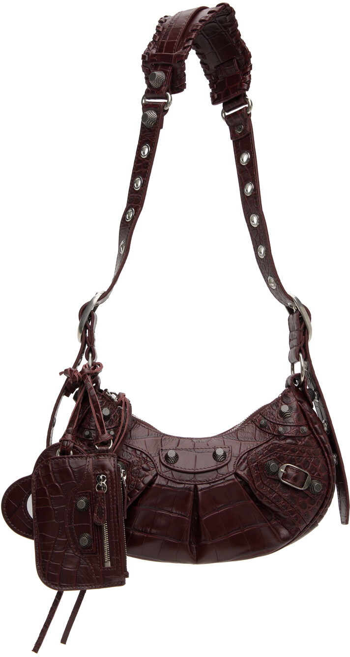 

Бордовая сумка XS Croc Le Cagole Balenciaga