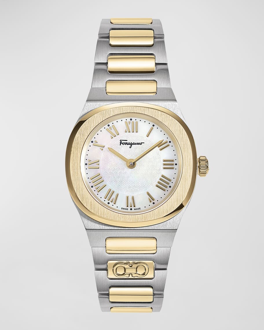 

Эллиптические часы Ferragamo диаметром 28 мм с ремешком-браслетом, двухцветные