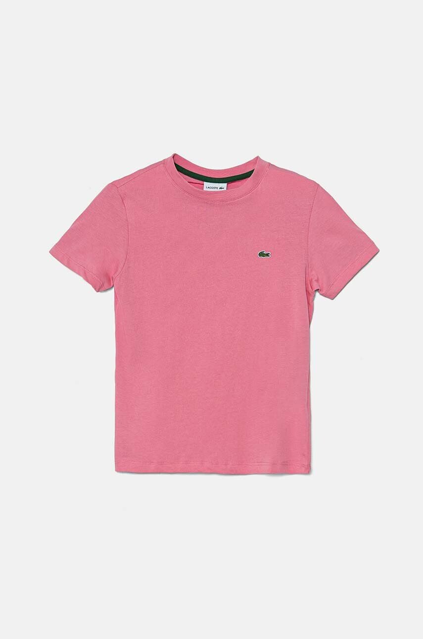 

Детская хлопковая футболка Lacoste, розовый