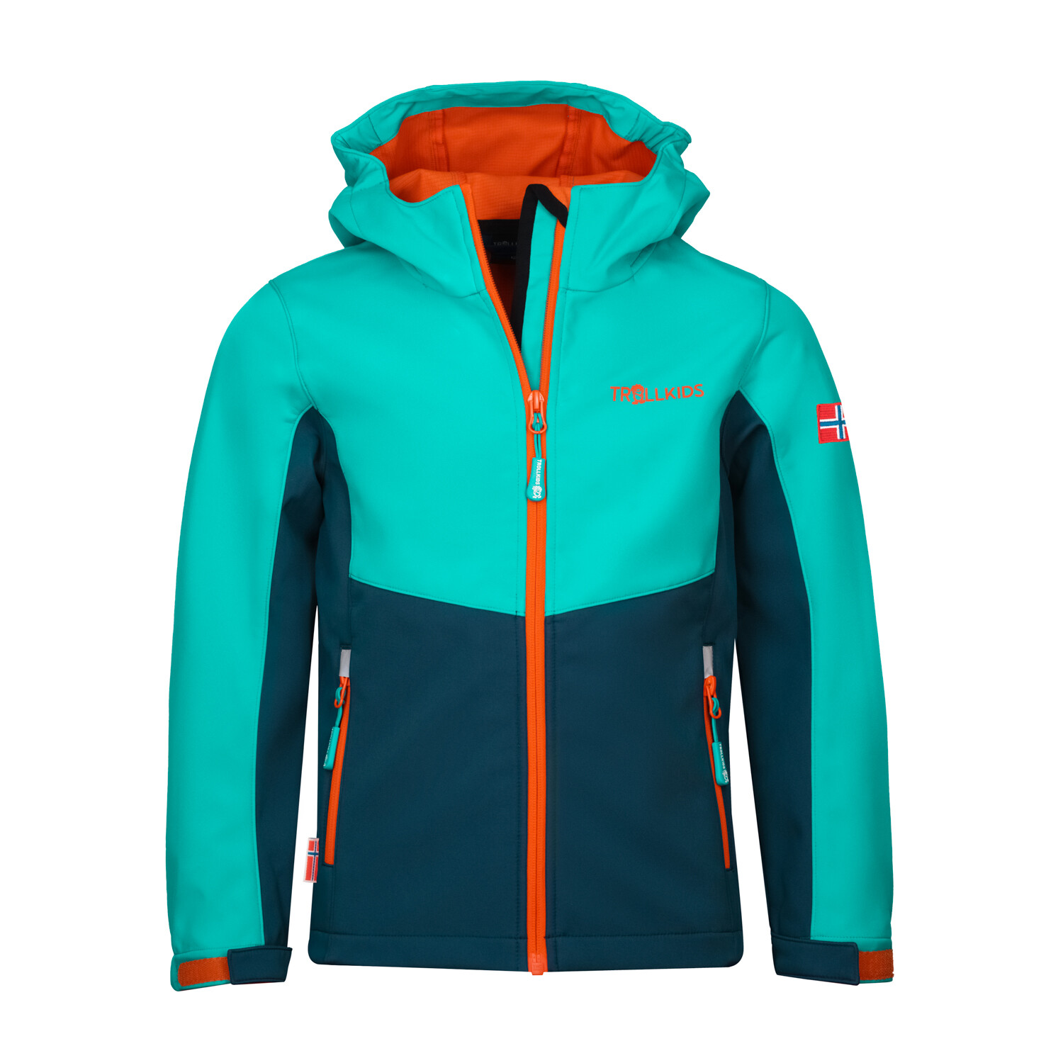 

Куртка софтшелл Trollkids Softhsell Jacke Kristiansand, цвет Blaugrün/Mystikblau