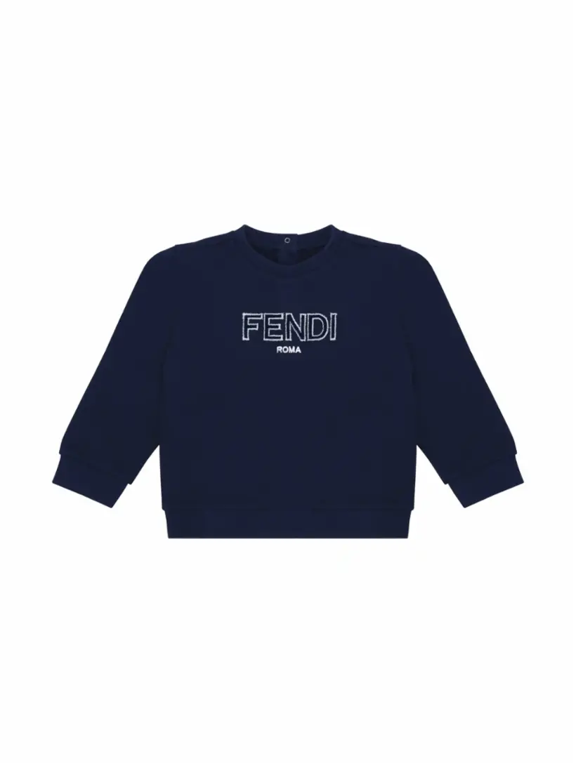 Хлопковый свитшот с логотипом Fendi, тёмно-синий