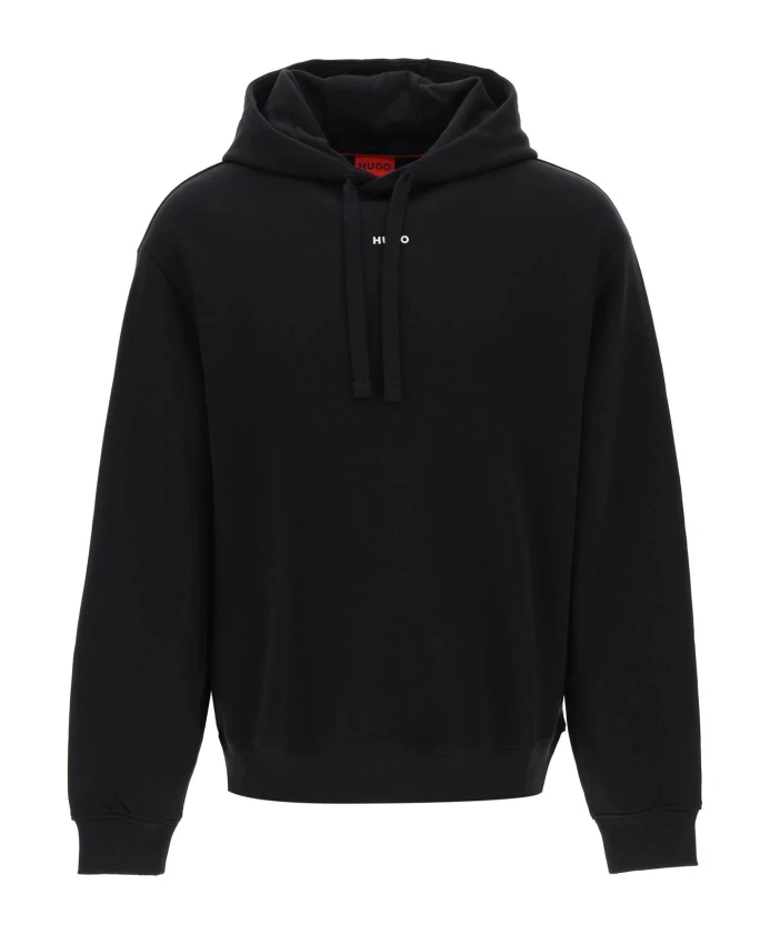 

Худи с контрастным логотипом из чистой хлопковой махры. Hugo Boss, черный
