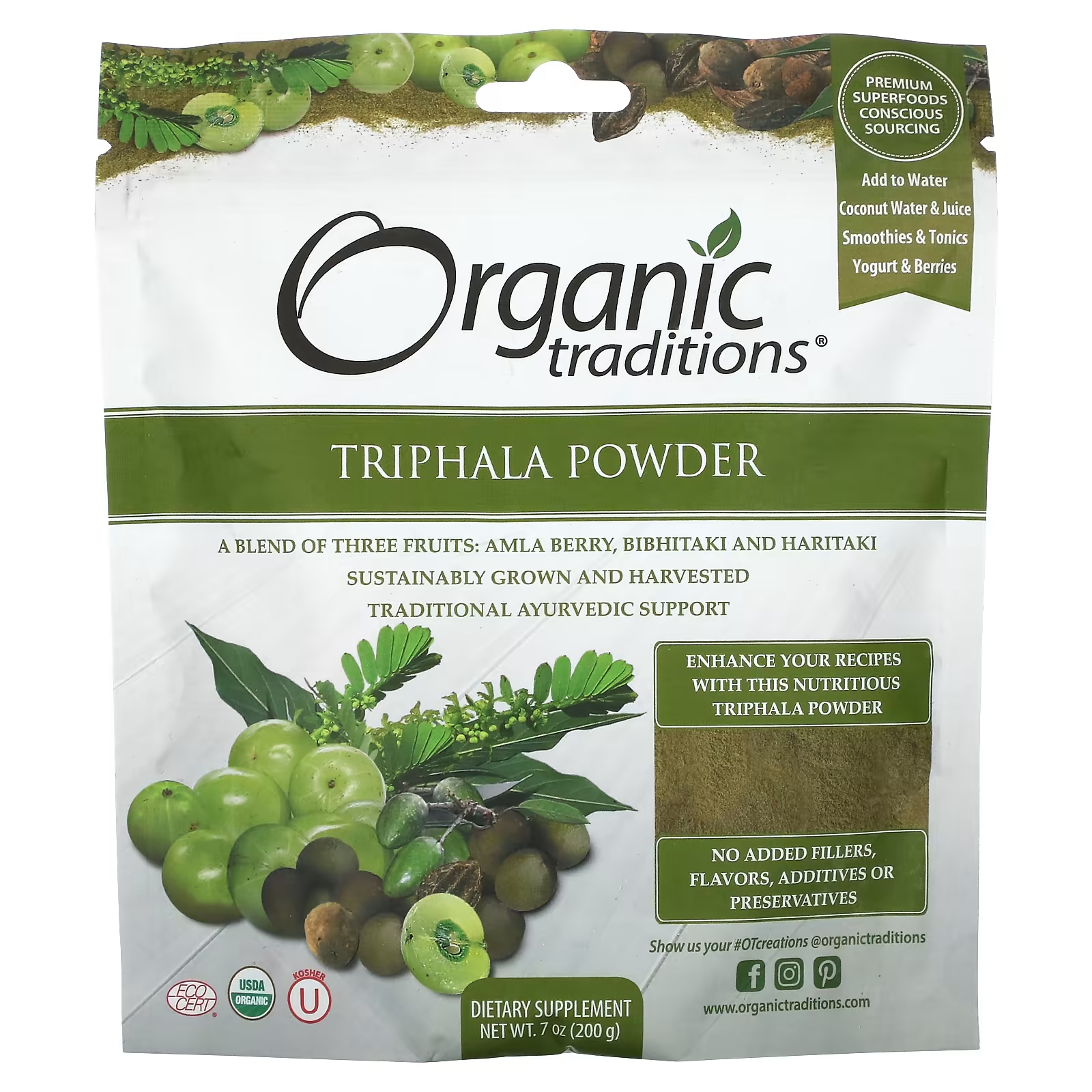 цена Organic Traditions Порошок трифалы, 7 унций (200 г)