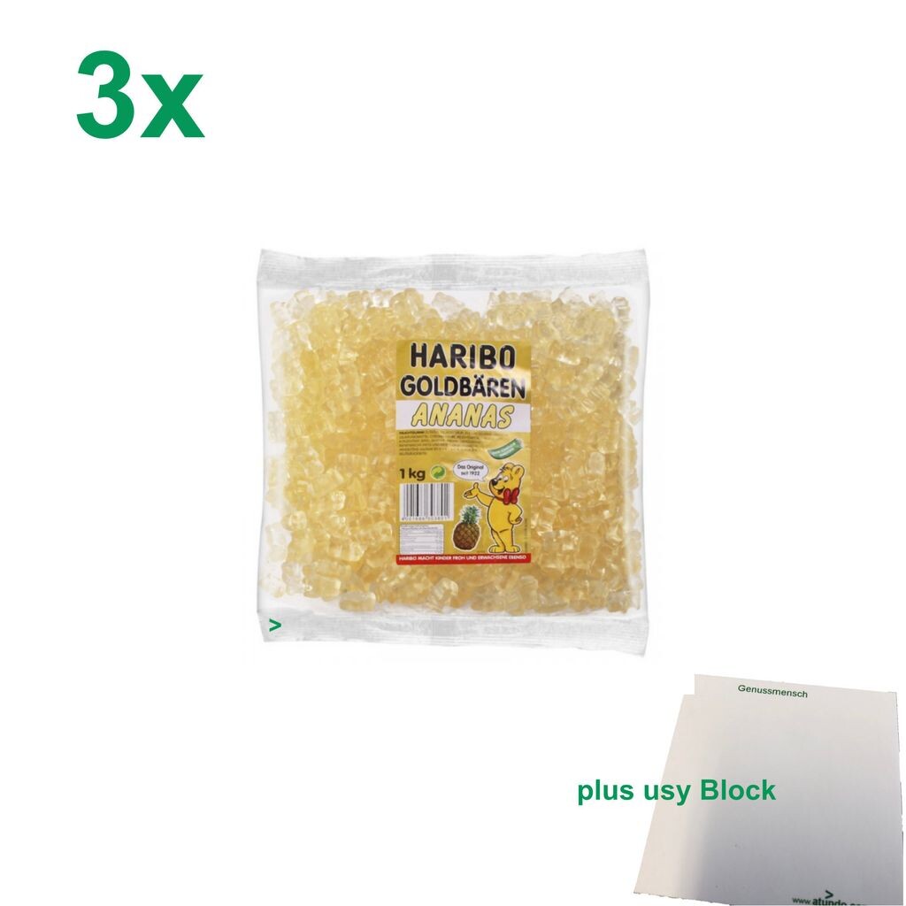 

Офисный пакет Haribo Goldbären Pineapple (пакет белых мармеладных мишек 3x1 кг) чистый + блок usy
