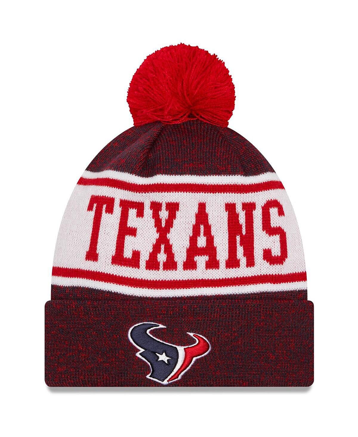 

Мужская темно-красная вязаная шапка Houston Texans Banner с манжетами и помпоном New Era