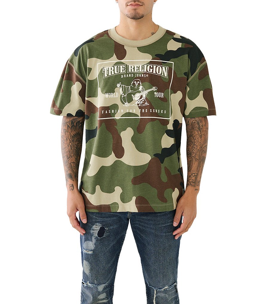 Камуфляжная футболка True Religion с короткими рукавами SRS, зеленый