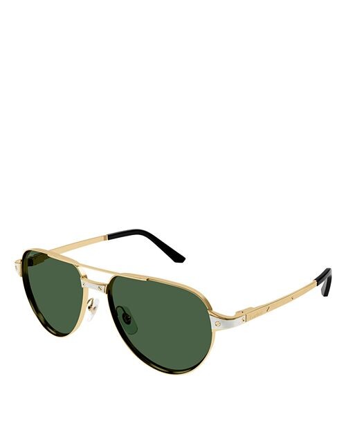 

Santos Evolution 24K Gold &; Солнцезащитные очки-пилоты с платиновым покрытием, 59 мм Cartier, цвет Gold