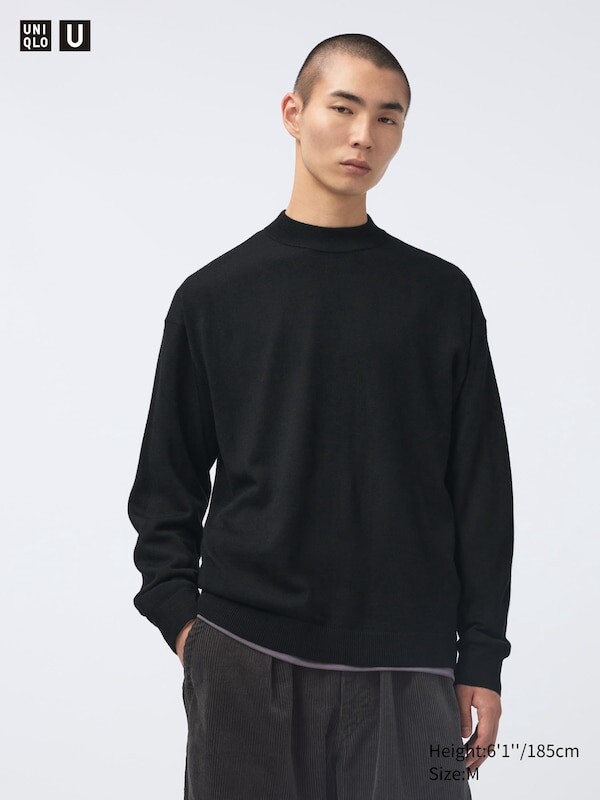 

Джемпер с имитацией горловины из смеси мериноса Uniqlo, черный