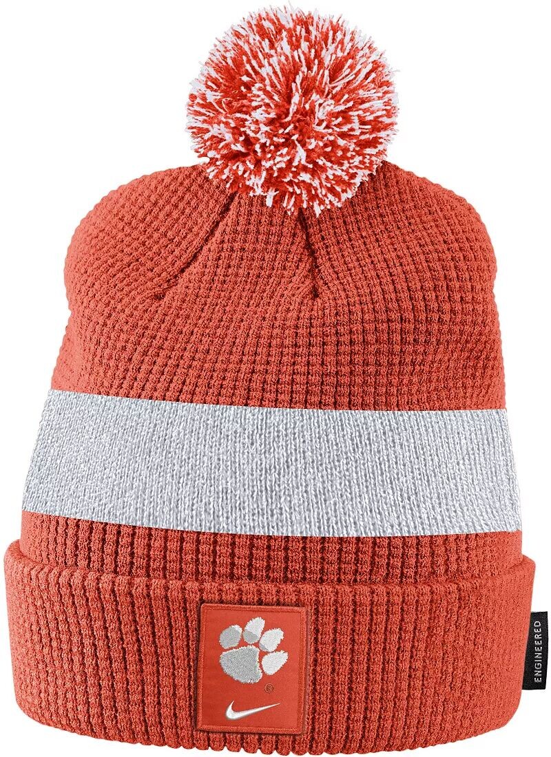 

Оранжевая футбольная шапка с манжетами и помпонами Nike Clemson Tigers