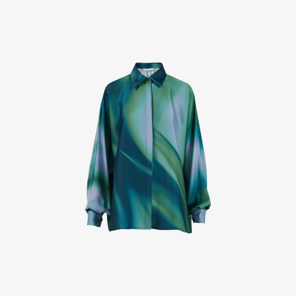 цена Тканая рубашка свободного кроя с абстрактным принтом Leem, зеленый