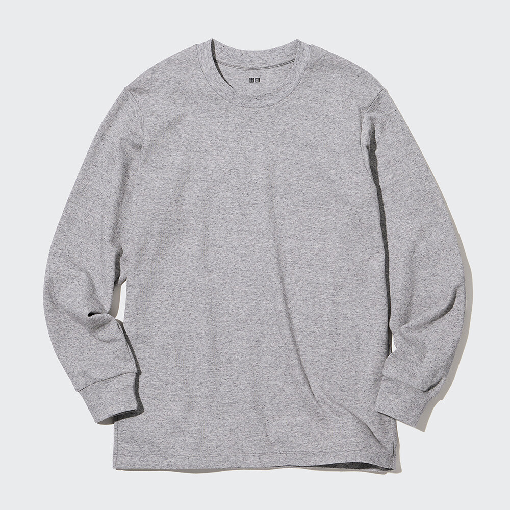 

Предпродажа, мужская и женская мягкая футболка с круглым вырезом Uniqlo, хлопковая нижняя рубашка с длинными рукавами