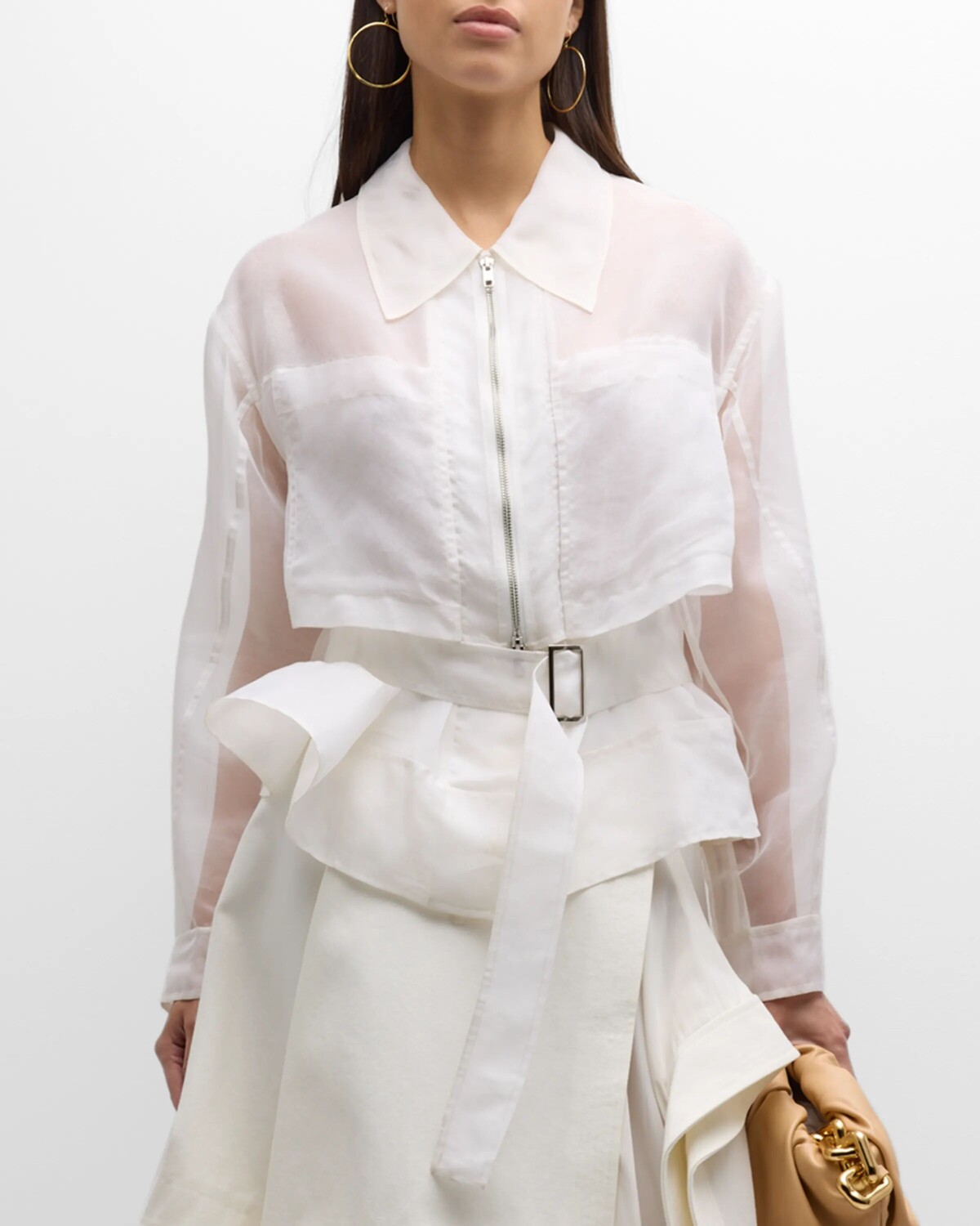 

Двухслойная куртка из органзы 3.1 Phillip Lim, цвет Ivory