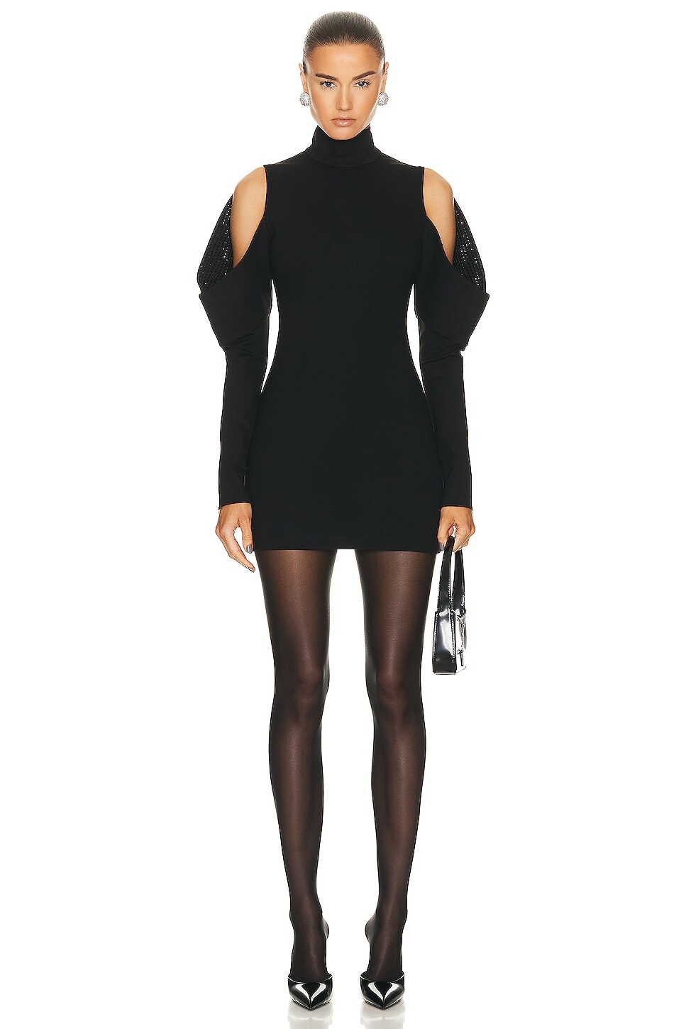 

Платье Area Crystal Embellished Cold Shoulder, черный