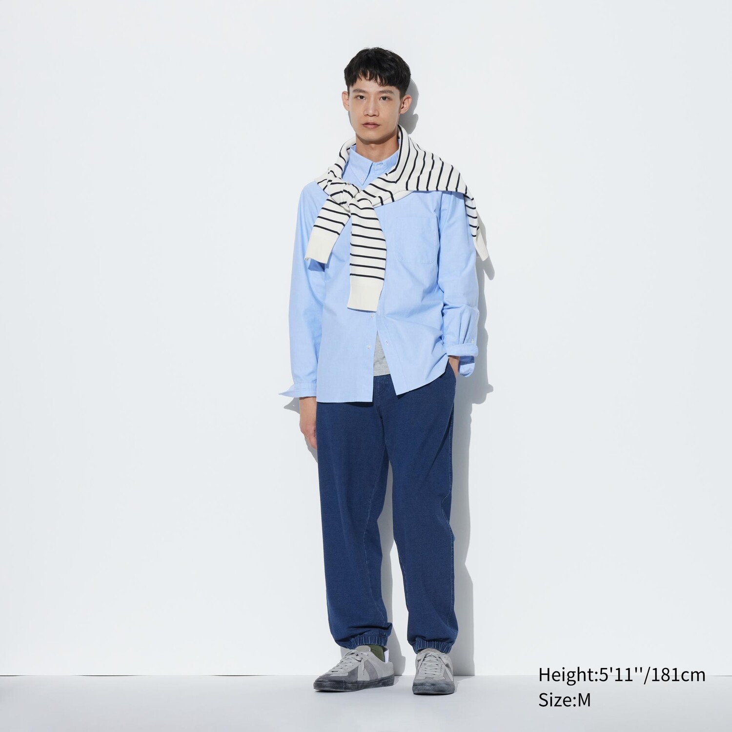 

Джоггеры из стирного джерси в из денима UNIQLO, синий