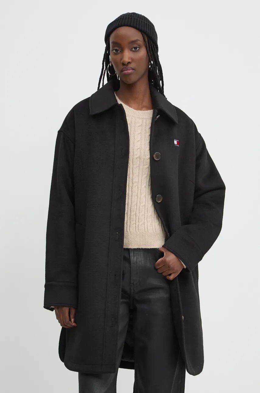 

Пальто Tommy Jeans с добавлением шерсти, черный