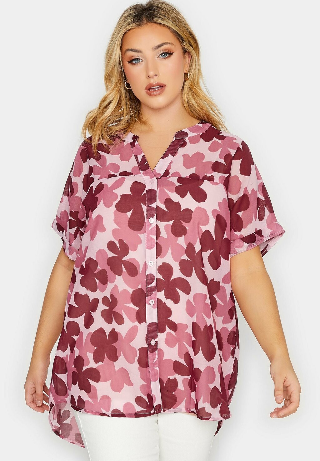 

Блузка Yours Clothing с цветочным принтом, розовый