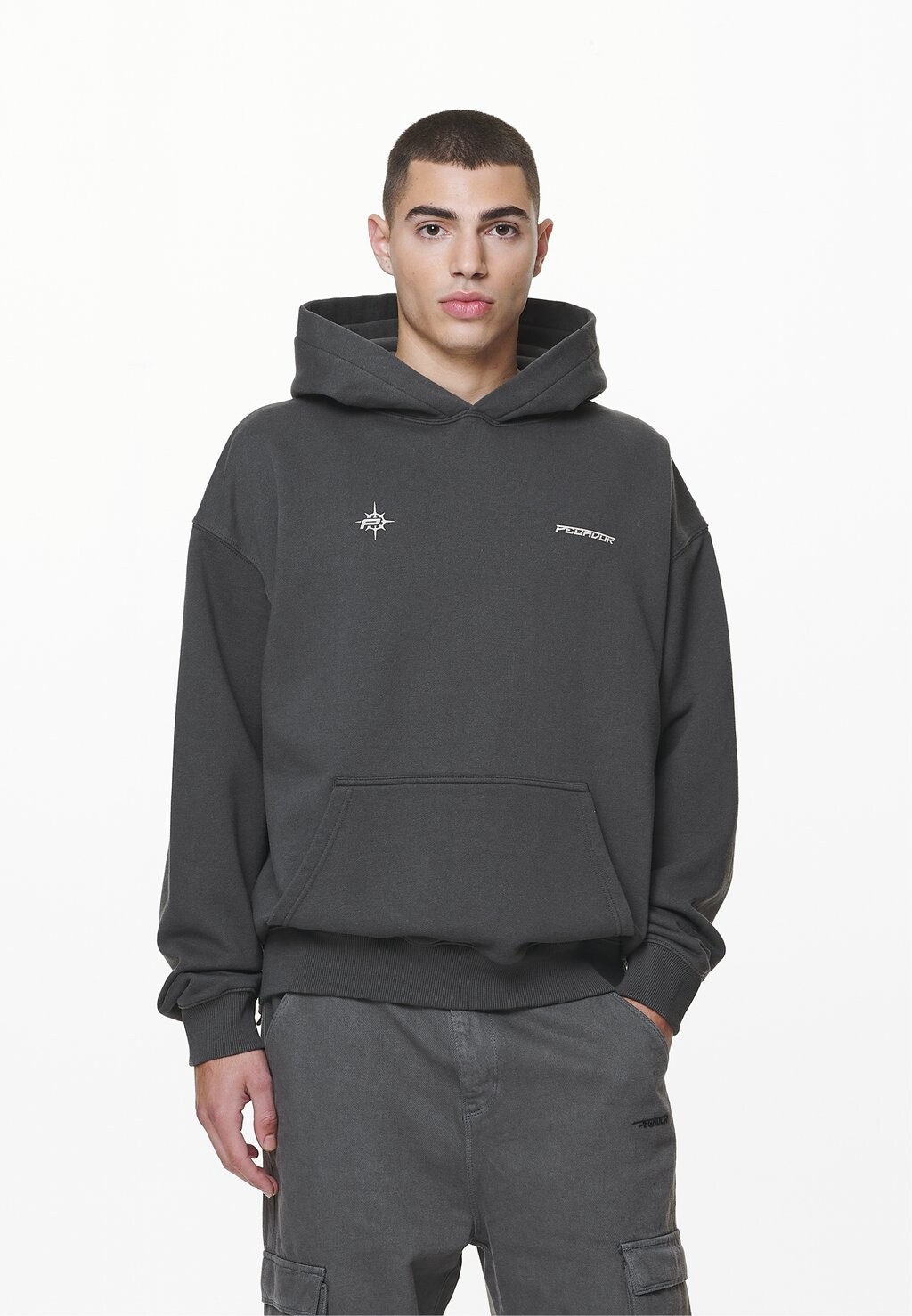 Толстовка Gien Oversized Hoodie Pegador, цвет washed volcano grey