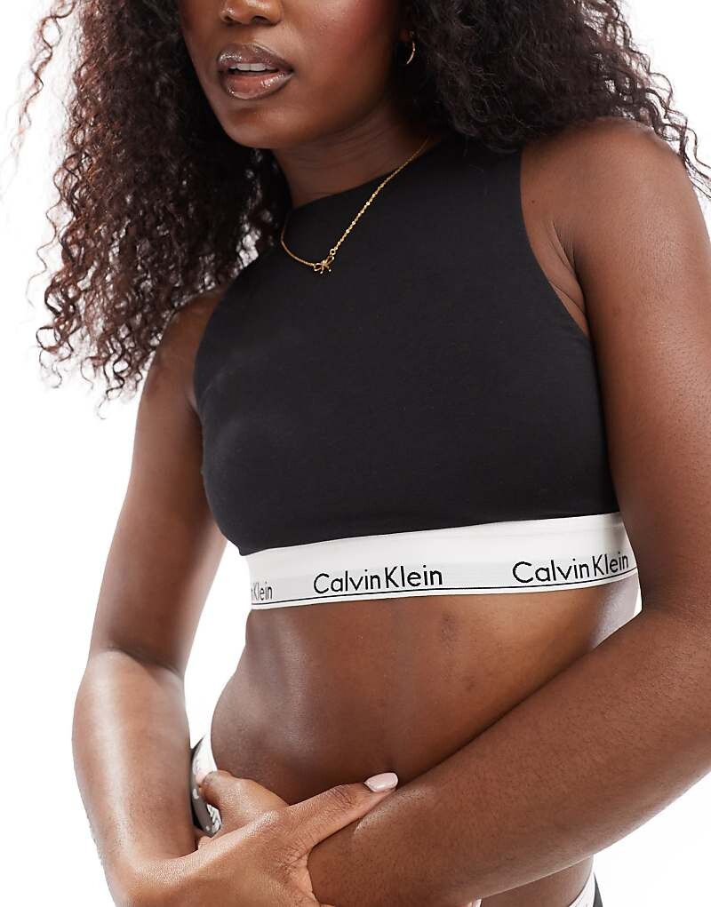 

Черный модный хлопковый бюстгальтер без подкладки Calvin Klein