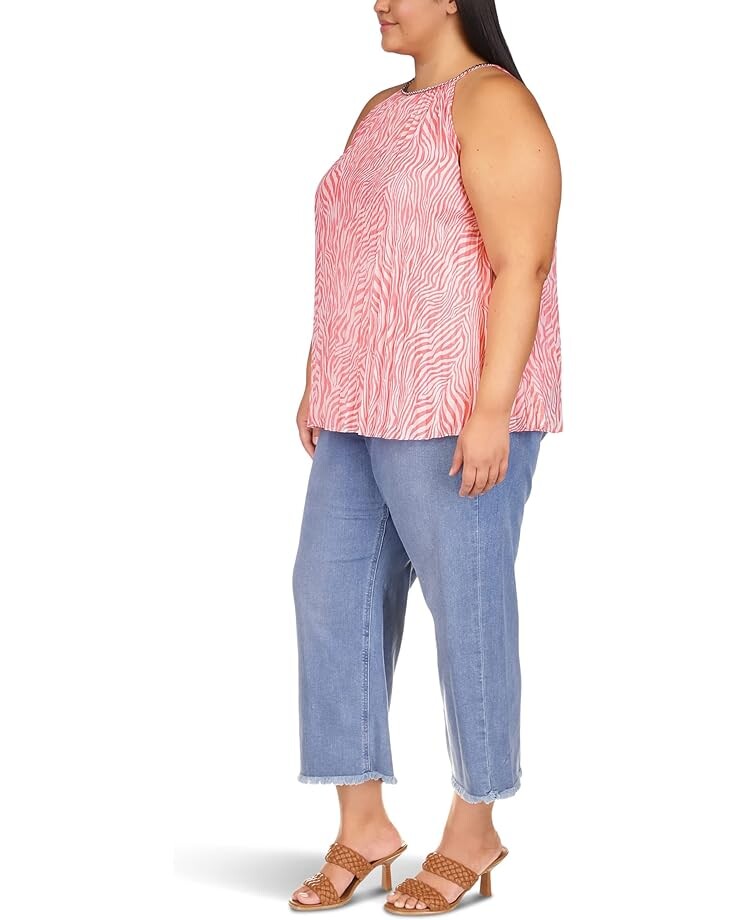 

Топ Michael Kors Plus Size Zebra Pleated Chain Top, цвет Geranium