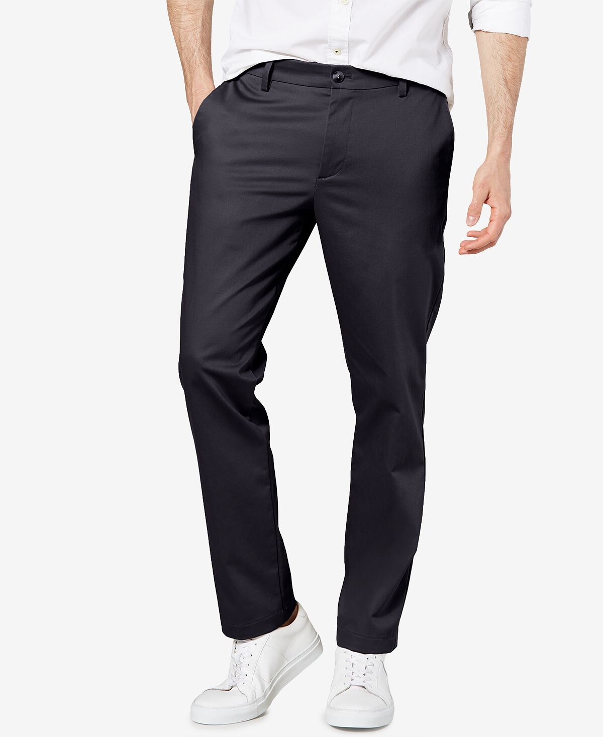 

Мужские брюки Signature Lux из хлопка узкого кроя эластичного цвета цвета хаки Dockers