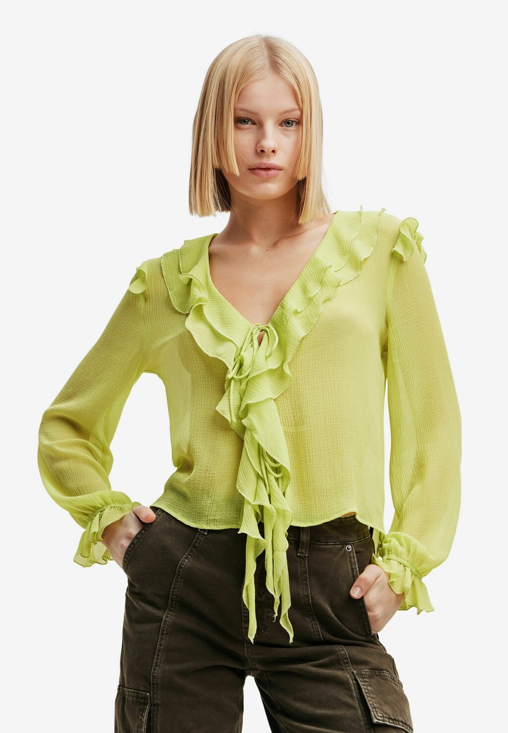 

Блузка Desigual ГАЛСТУК С РЮШАМИ, зеленый