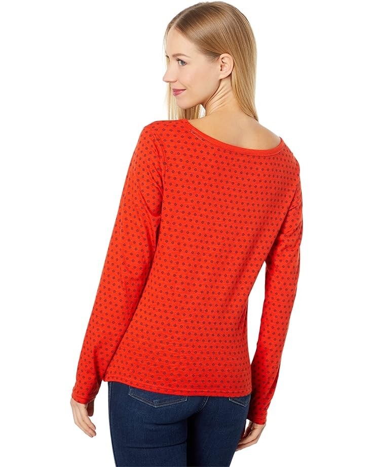 

Рубашка U.S. POLO ASSN. Long Sleeve Twist Front Ditsy Knit Shirt, цвет Orange Red