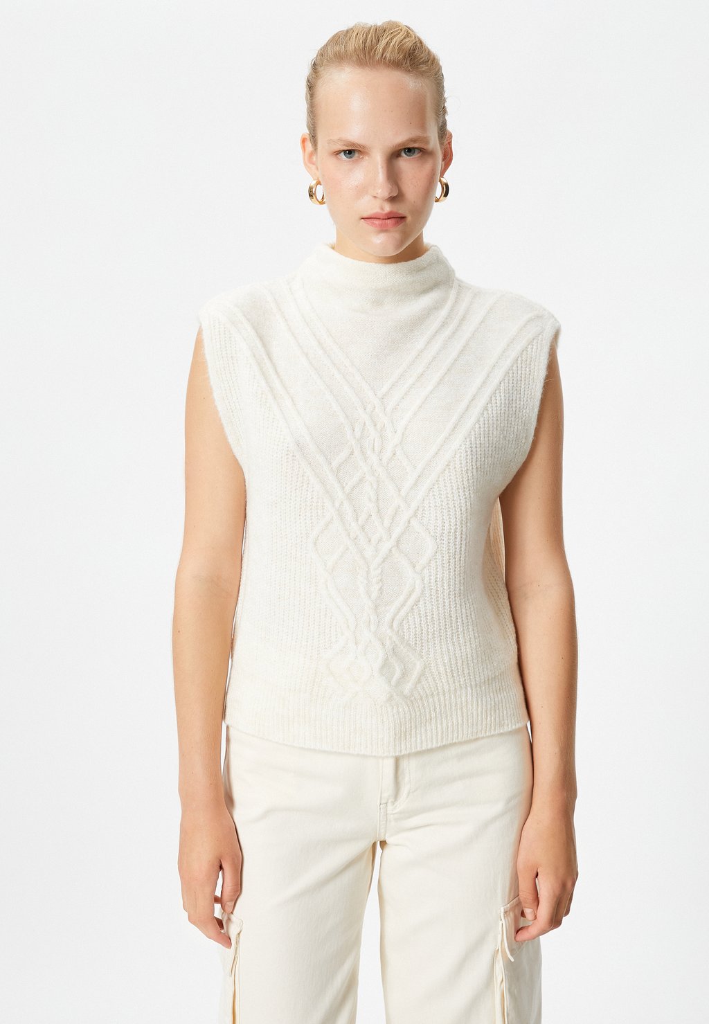 Вязаный свитер HIGH NECK Koton, цвет ecru