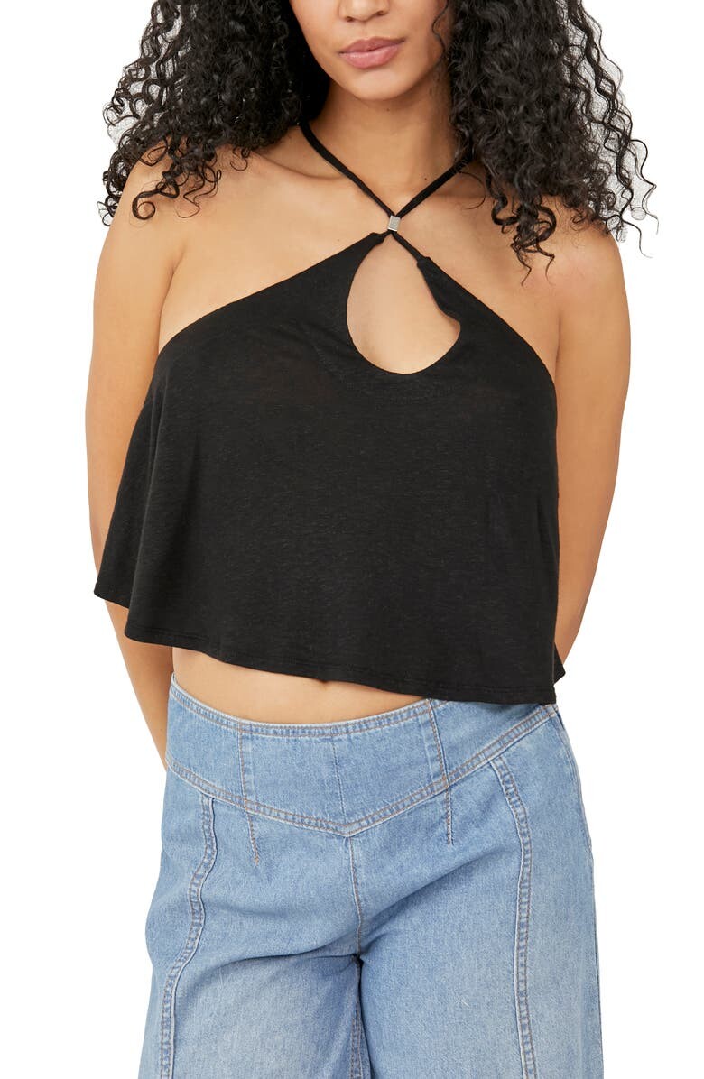 

Трикотажная майка Long Weekend с лямкой на шее FREE PEOPLE, черный