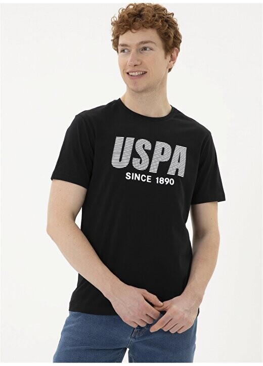 

Черная мужская футболка с круглым вырезом TEVER U.S. Polo Assn., черный