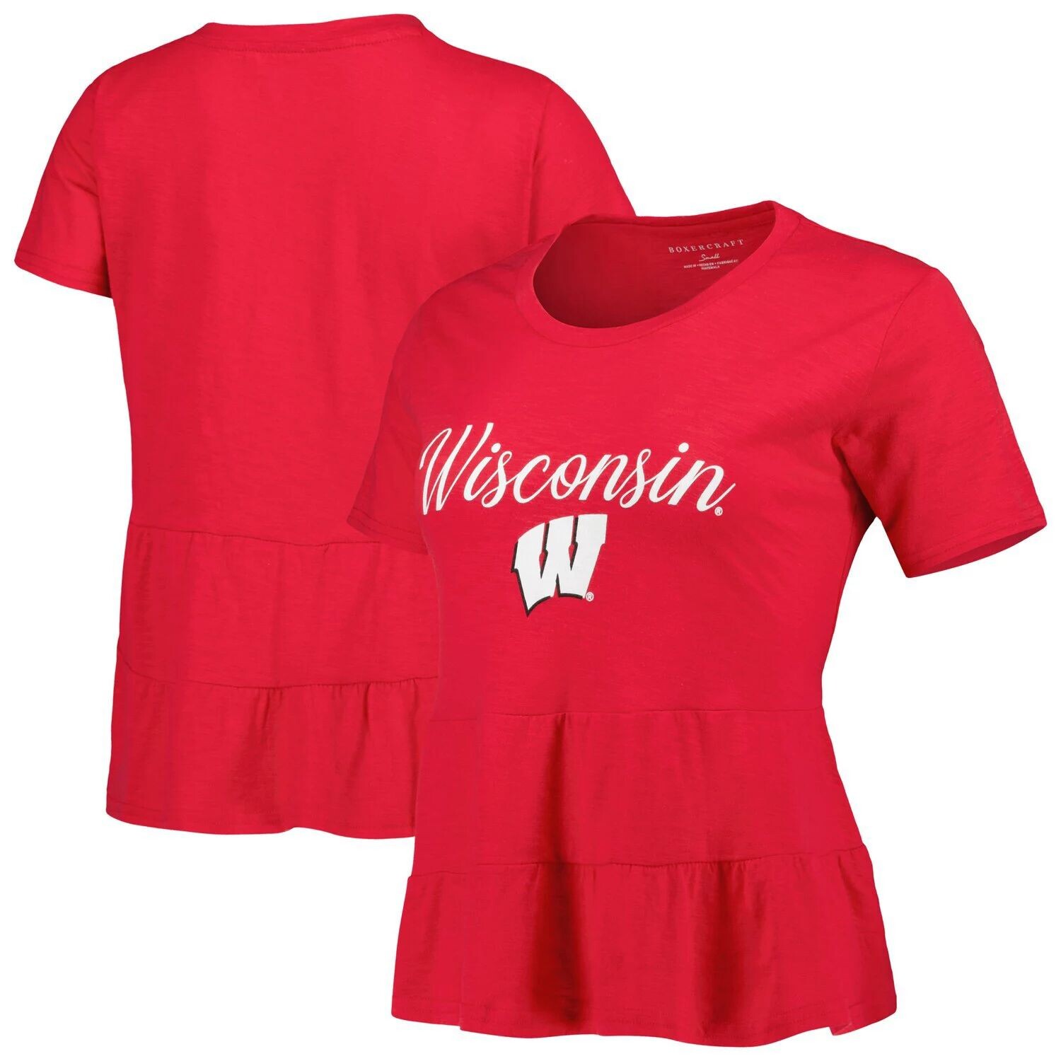 

Женская футболка Red Wisconsin Badgers Willow с рюшами внизу