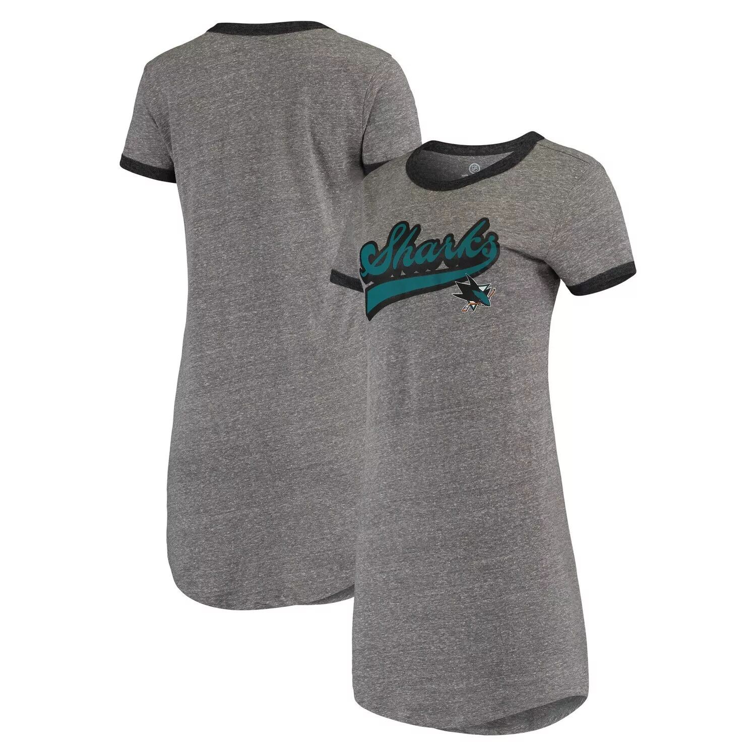 

Женское серое платье-футболка с логотипом Fanatics San Jose Sharks Fanatics