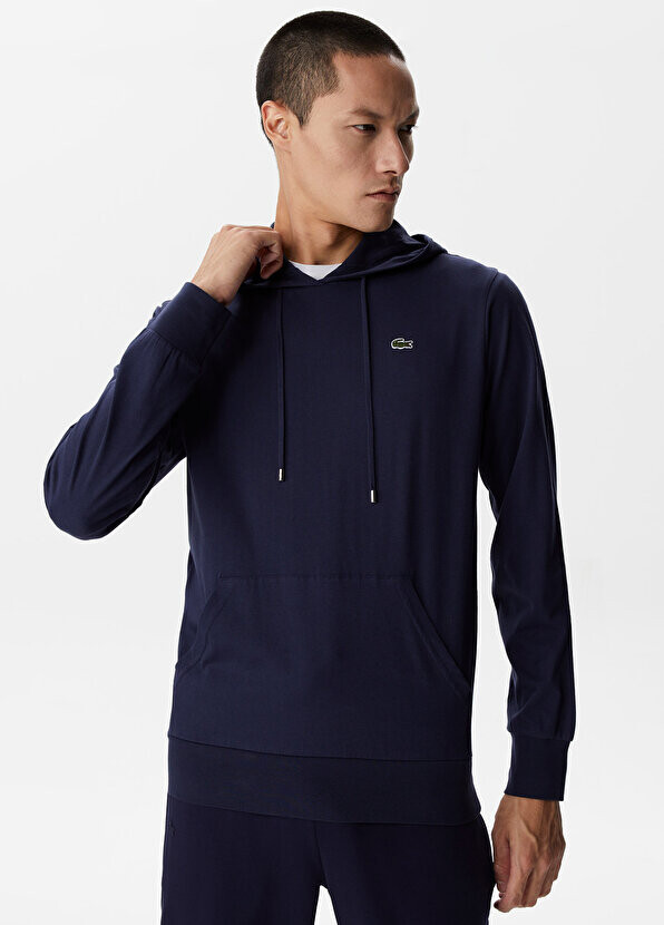 

Темно-синяя мужская толстовка обычного кроя с капюшоном Lacoste, Синий