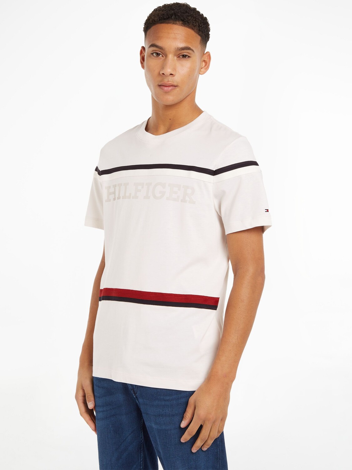 

Футболка Tommy Hilfiger Classic Stripe, потертый белый