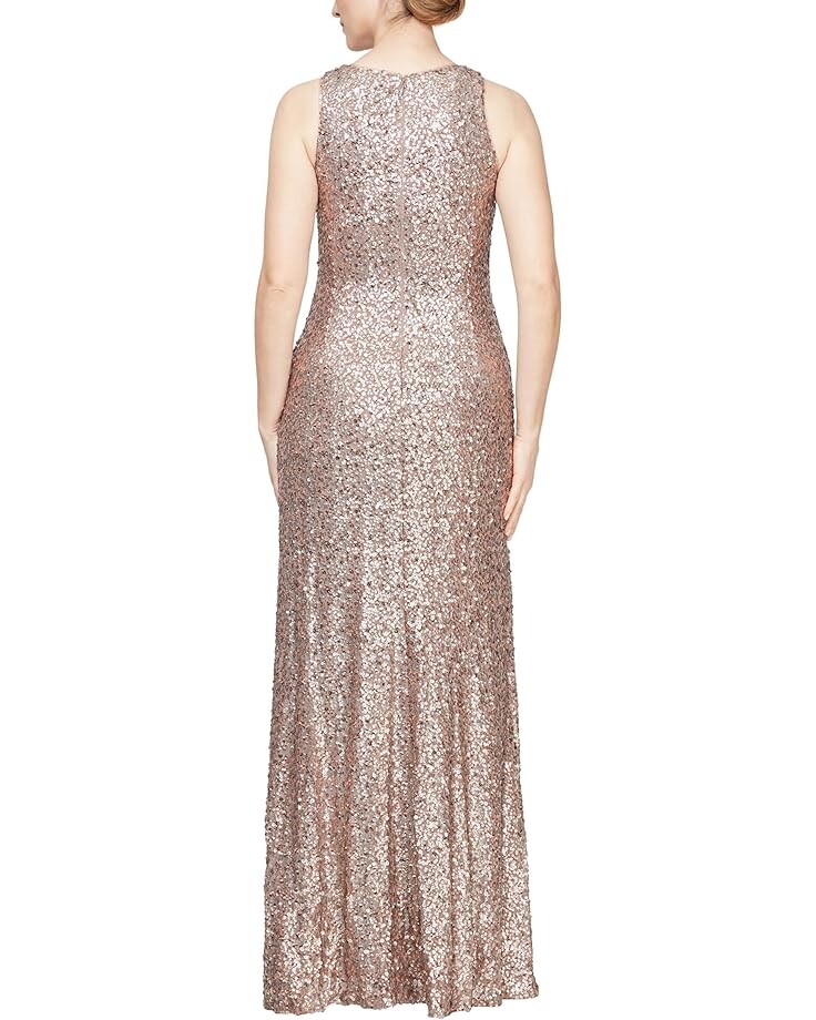 

Платье Alex Evenings Long Sequins Dress with Cascade Ruffle, мокка