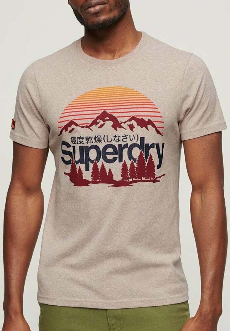 

Футболка с принтом GREAT OUTDOORS GRAPHIC Superdry, цвет lavin beige marl