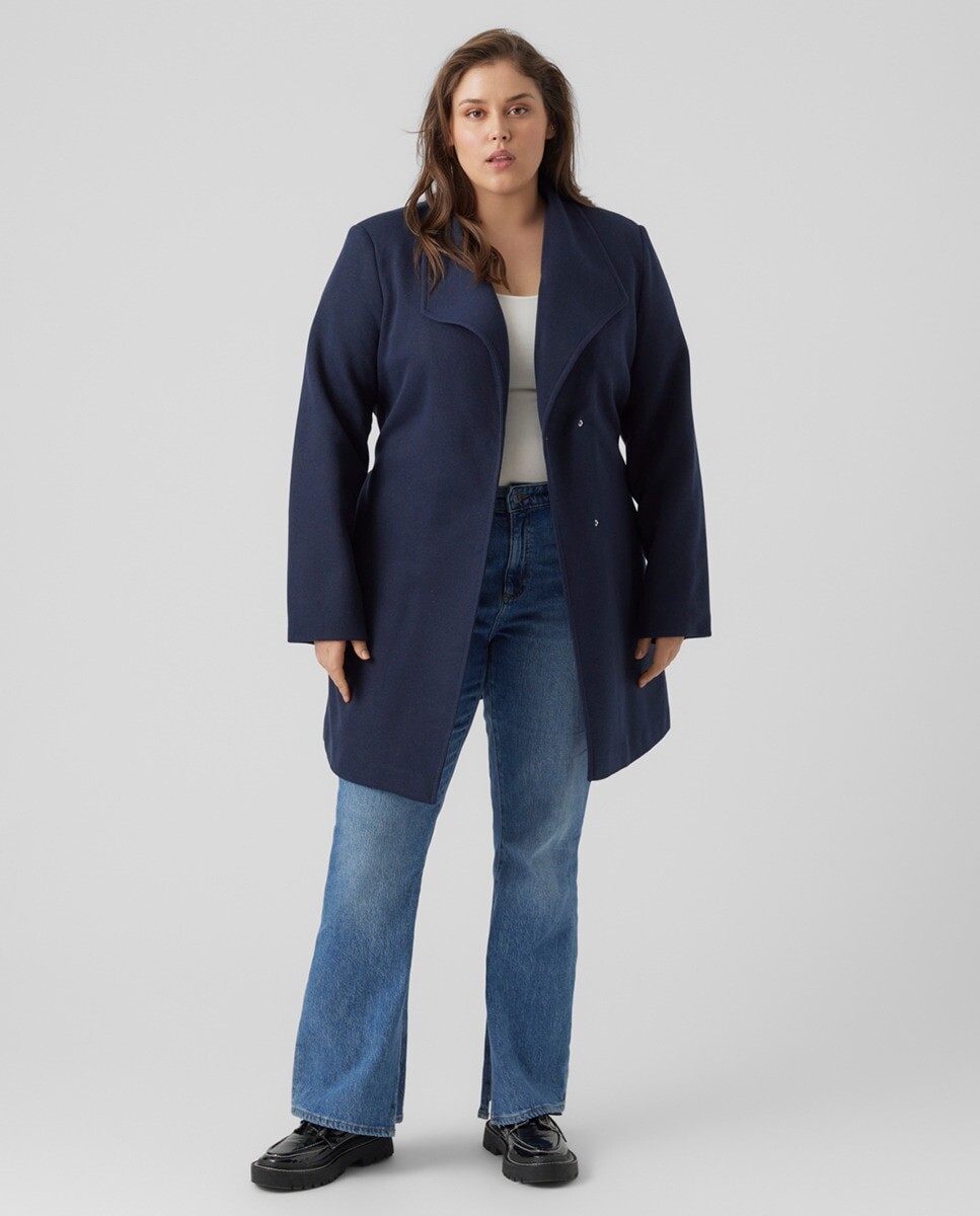 

Тканевое пальто миди больших размеров Vero Moda Curve, темно-синий