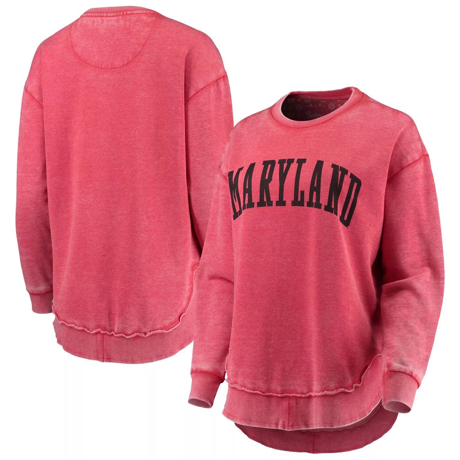 

Женский свитшот Pressbox Red Maryland Terrapins Vintage Wash Pullover