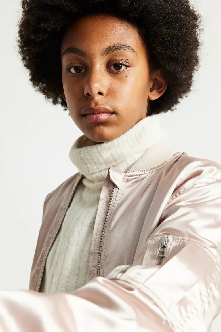 

Атласный бомбер H&M, розовый