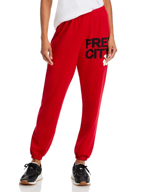 Хлопковые спортивные штаны с логотипом FREE CITY FREECITY, цвет Artyard Red Cream