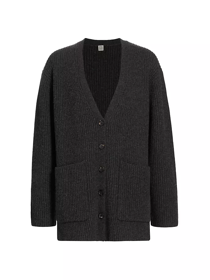 

Шерстяной кардиган оверсайз в рубчик Toteme, цвет charcoal melange