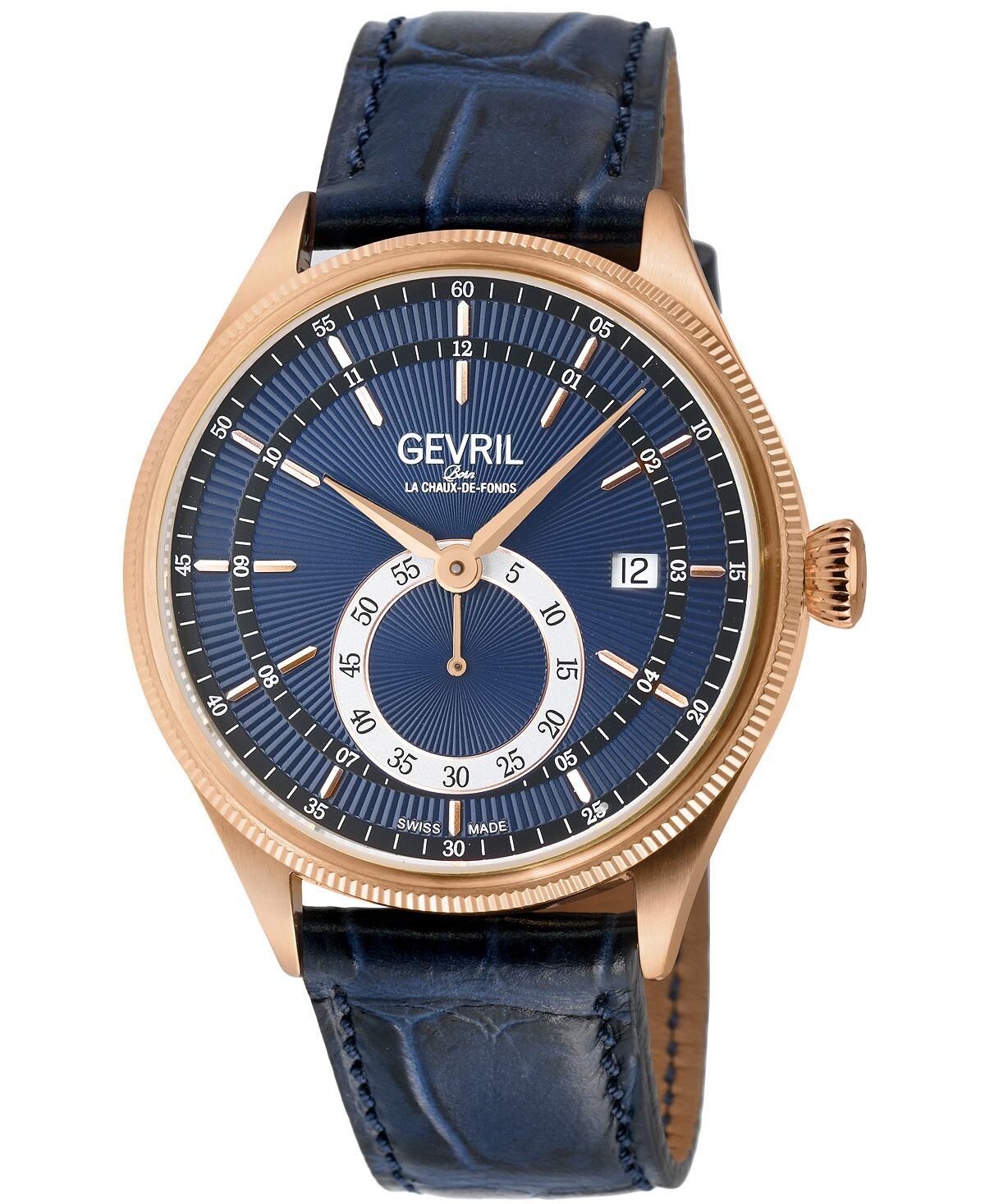 

Мужские часы Empire Swiss автоматические синие кожаные, 40 мм Gevril