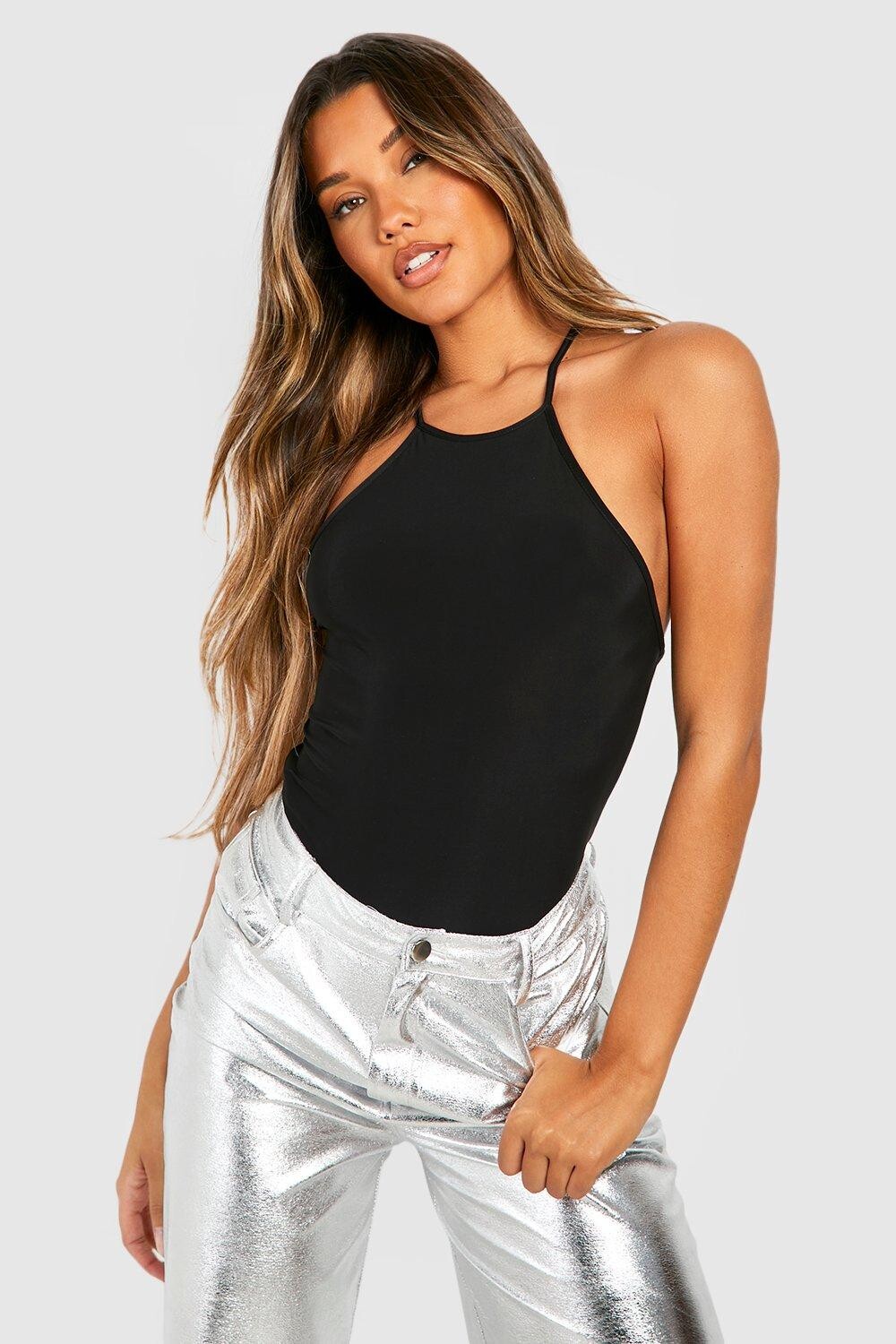 

Боди с брязками на спине Boohoo, черный